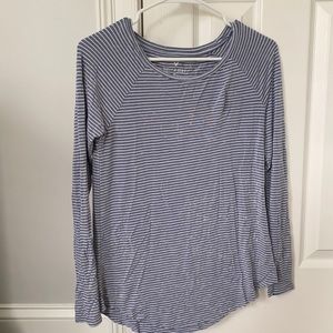 Light gray-blue and white striped soft and sexy American Eagle long sleve top